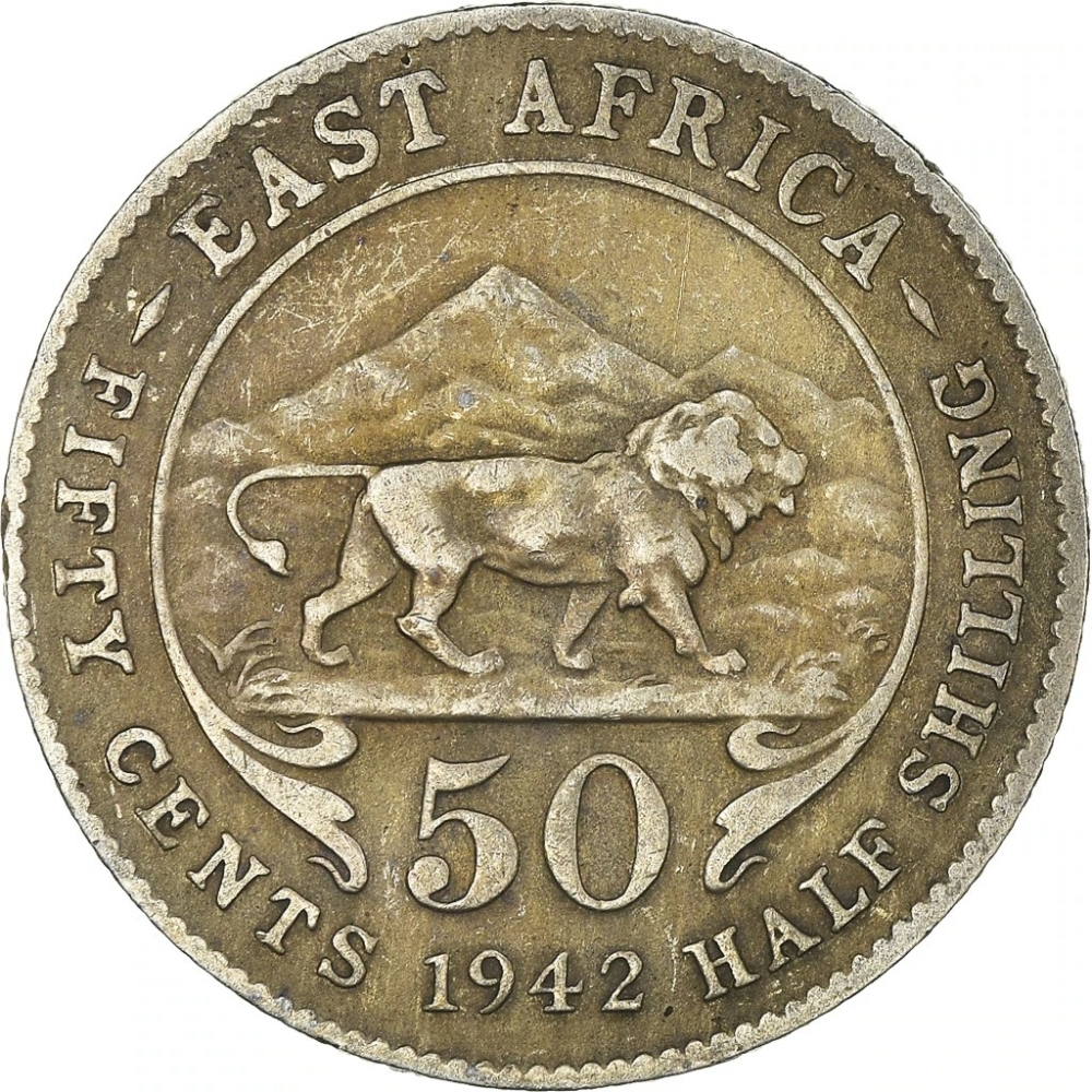 50 Cents 1937-1944, KM# 27, East Africa, George VI