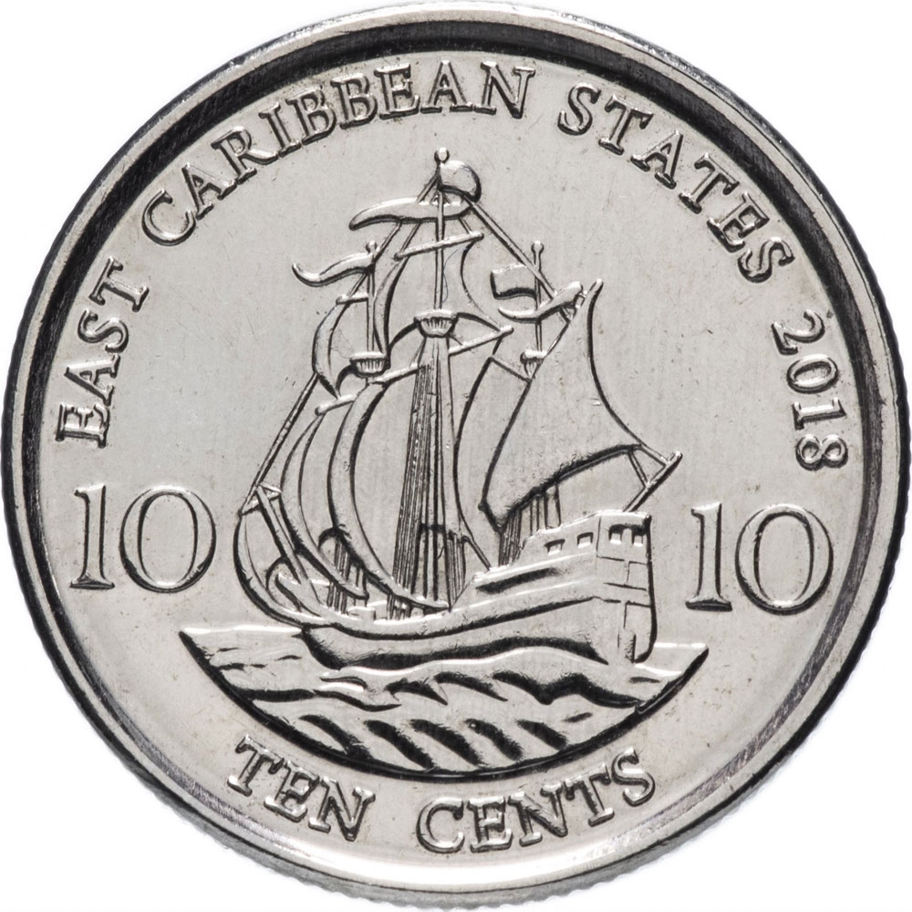 10 Cents East Caribbean States 2009-2019, KM# 37a | CoinBrothers Catalog