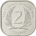 2 Cents 1981-2000, KM# 11, East Caribbean States, Elizabeth II