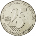 25 Centavos 2000, KM# 107, Ecuador