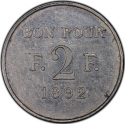 2 Francs 1892, KM# Tn12, Suez Canal, Abdul Hamid II