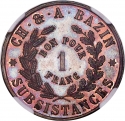 1 Franc 1865, KM# Tn3, Suez Canal, Abdülaziz
