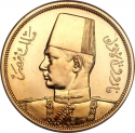 5 Pounds 1938, KM# 373, Egypt, Farouk I, Wedding of King Farouk I and Lady Farida