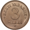 3 Marka 1924, KM# 2a, Estonia