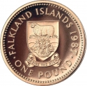1 Pound 1987, KM# 24b, Falkland Islands (Islas Malvinas), Elizabeth II