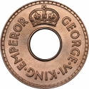 1/2 Penny 1940-1941, KM# 14, Fiji, George VI