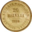 20 Markka 1878-1913, KM# 9, Finland, Grand Duchy, Alexander II, Alexander III, Nicholas II