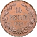 10 Penniä 1889-1891, KM# 12, Finland, Grand Duchy, Alexander III