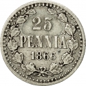 25 Penniä 1865-1917, KM# 6, Finland, Grand Duchy, Nicholas II, Alexander II, Alexander III