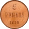 5 Penniä 1896-1917, KM# 15, Finland, Grand Duchy, Nicholas II