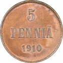 5 Penniä 1896-1917, KM# 15, Finland, Grand Duchy, Nicholas II