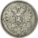 50 Penniä 1864-1917, KM# 2, Finland, Grand Duchy, Alexander II, Alexander III, Nicholas II