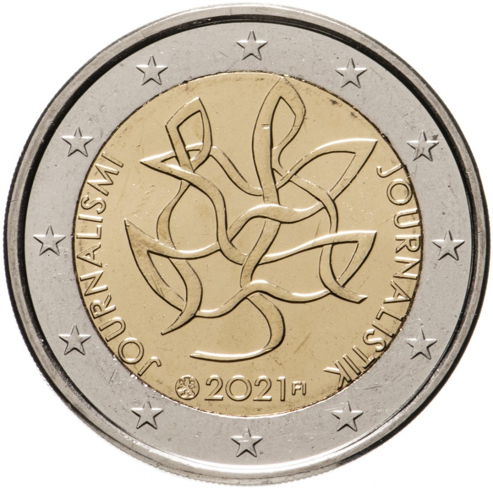 2 Euro 2021, KM# 298, Finland, Republic, Journalism and Free Press Supporting Finnish Democracy