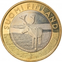 5 Euro 2015, KM# 224, Finland, Republic, Animals of the Provinces, Lapland's Reindeer