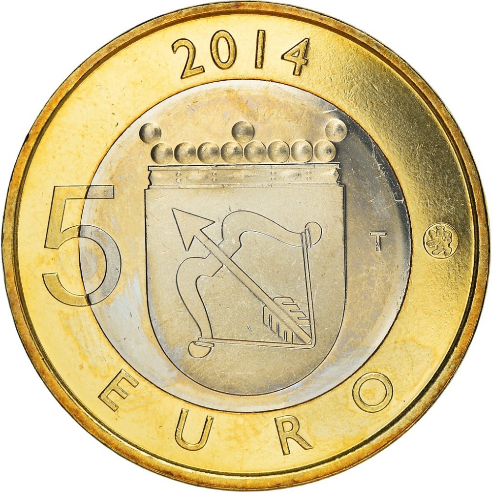 5 Euro 2014, KM# 208, Finland, Republic, Animals of the Provinces, Savonia's Black-throated Loon