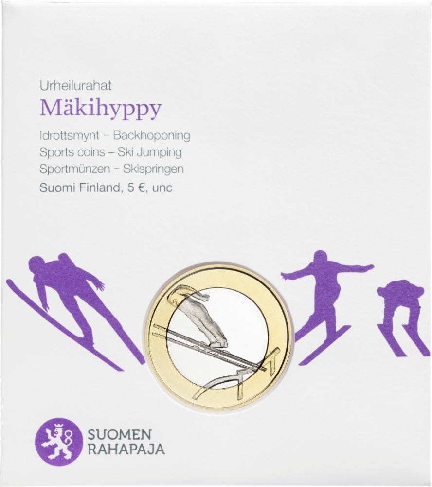 5 Euro 2016, KM# 245, Finland, Republic, Sports, Ski Jumping, Paper coin envelope