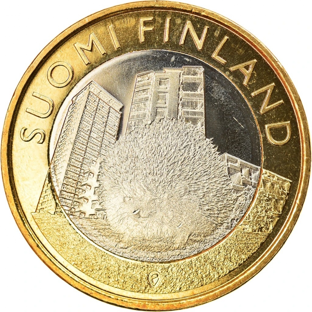 5 Euro 2015, KM# 239, Finland, Republic, Animals of the Provinces, Uusimaa's Hedgehog