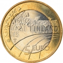 5 Euro 2015, KM# 234, Finland, Republic, Sports, Volleyball