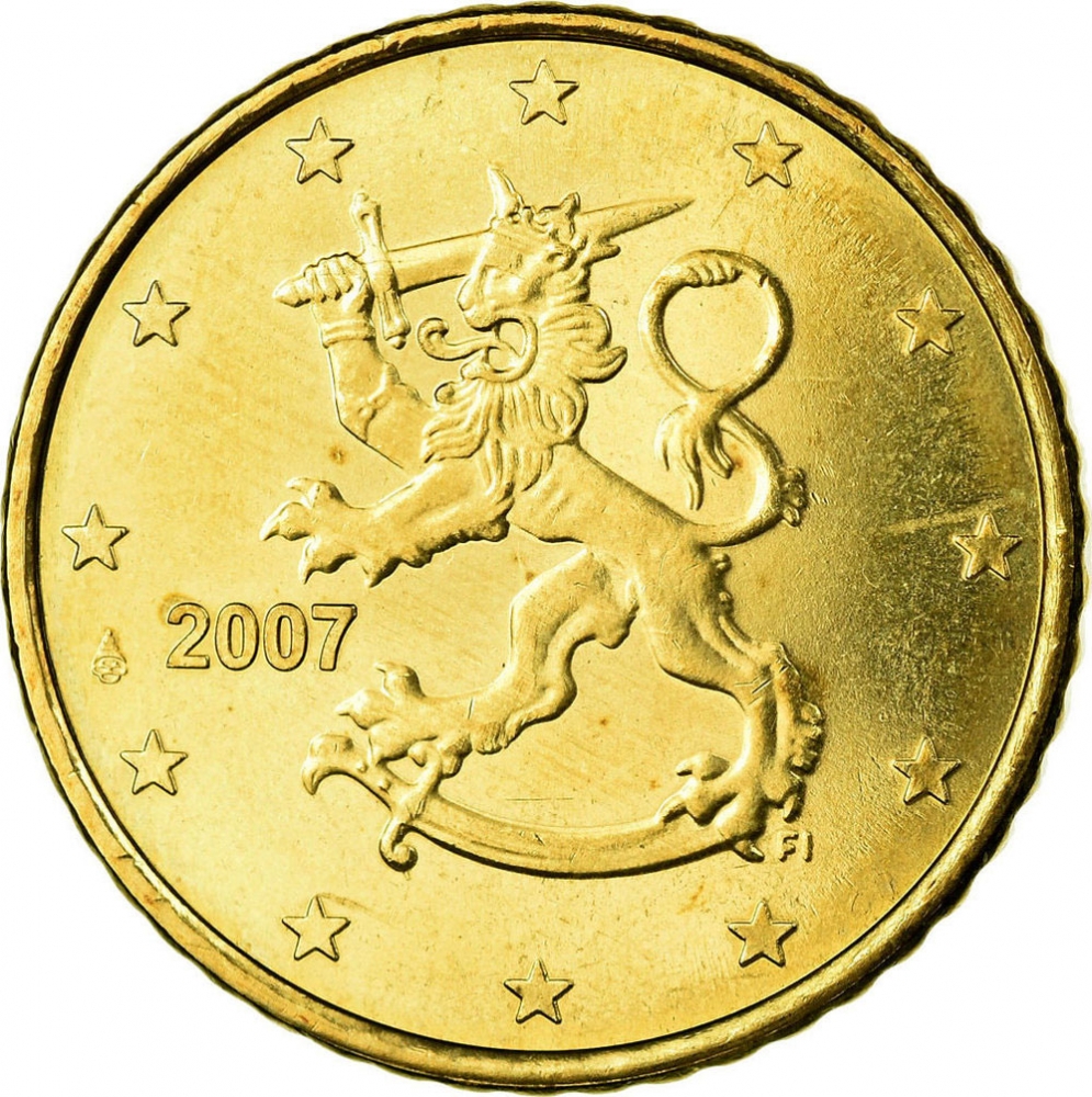 50 Euro Cent 2007-2022, KM# 128, Finland, Republic, Mintmark (Cornucopia) left of date