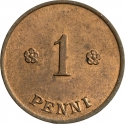 1 Penni 1919-1924, KM# 23, Finland, Republic