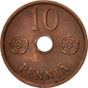 10 Penniä 1941-1943, KM# 33.1, Finland, Republic