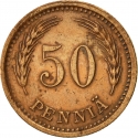 50 Penniä 1940-1943, KM# 26a, Finland, Republic