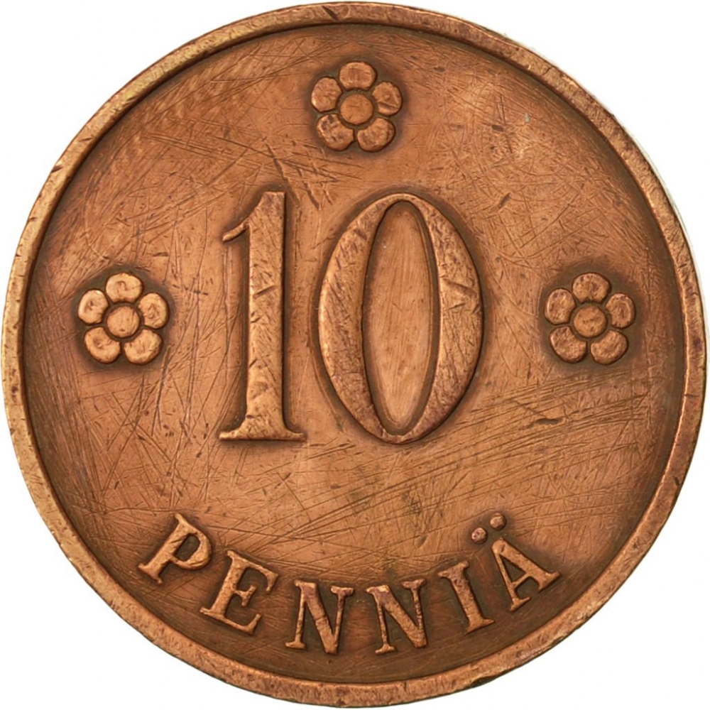 10 Penniä 1919-1940, KM# 24, Finland, Republic
