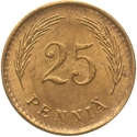 25 Penniä 1940-1943, KM# 25a, Finland, Republic