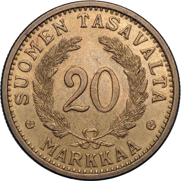 20 Markkaa 1931-1939, KM# 32, Finland, Republic
