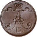 1 Penni 1881-1894, KM# 10, Finland, Grand Duchy, Alexander III