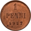 1 Penni 1917, KM# 16, Finland, Grand Duchy