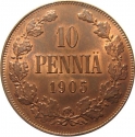10 Penniä 1895-1917, KM# 14, Finland, Grand Duchy, Nicholas II