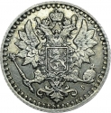25 Penniä 1865-1917, KM# 6, Finland, Grand Duchy, Nicholas II, Alexander II, Alexander III