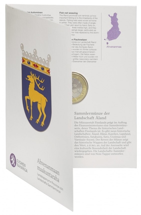 5 Euro 2011, KM# 177, Finland, Republic, Historical Provinces, Åland, Fold-out packaging