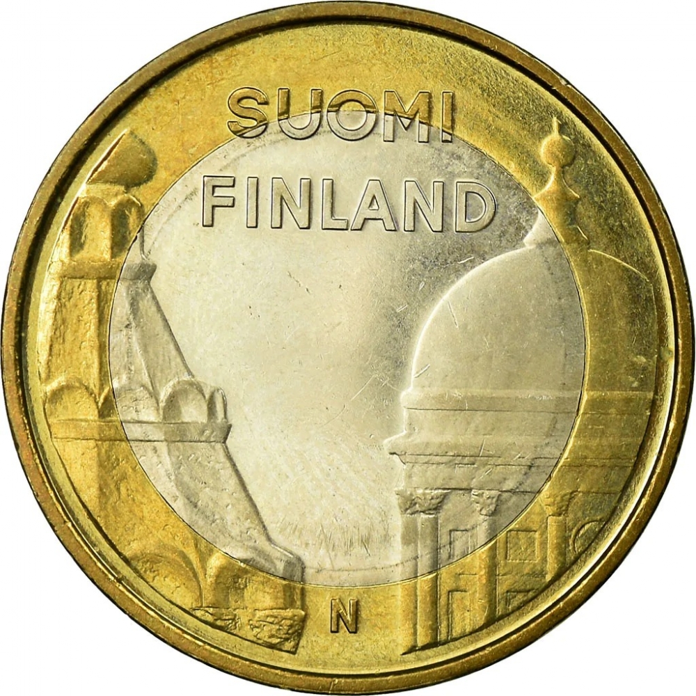 5 Euro 2012, KM# 191, Finland, Republic, Provincial Buildings, Uusimaa - Helsinki and Uspenski Cathedrals