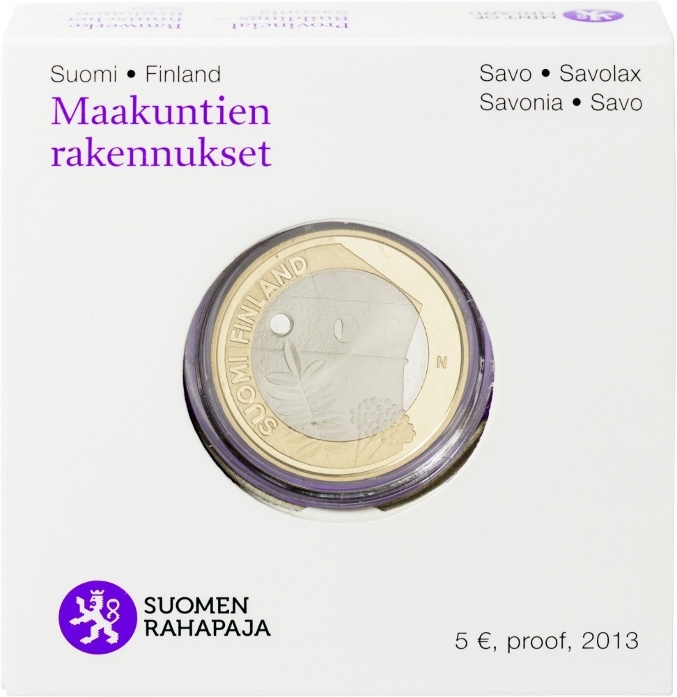 5 Euro 2013, KM# 199, Finland, Republic, Provincial Buildings, Savonia - Olavinlinna, Proof package