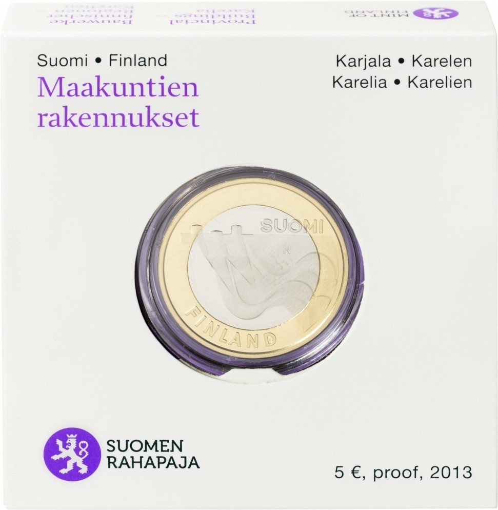 5 Euro 2013, KM# 195, Finland, Republic, Provincial Buildings, Karelia - Imatra Hydropower Plant, Proof package