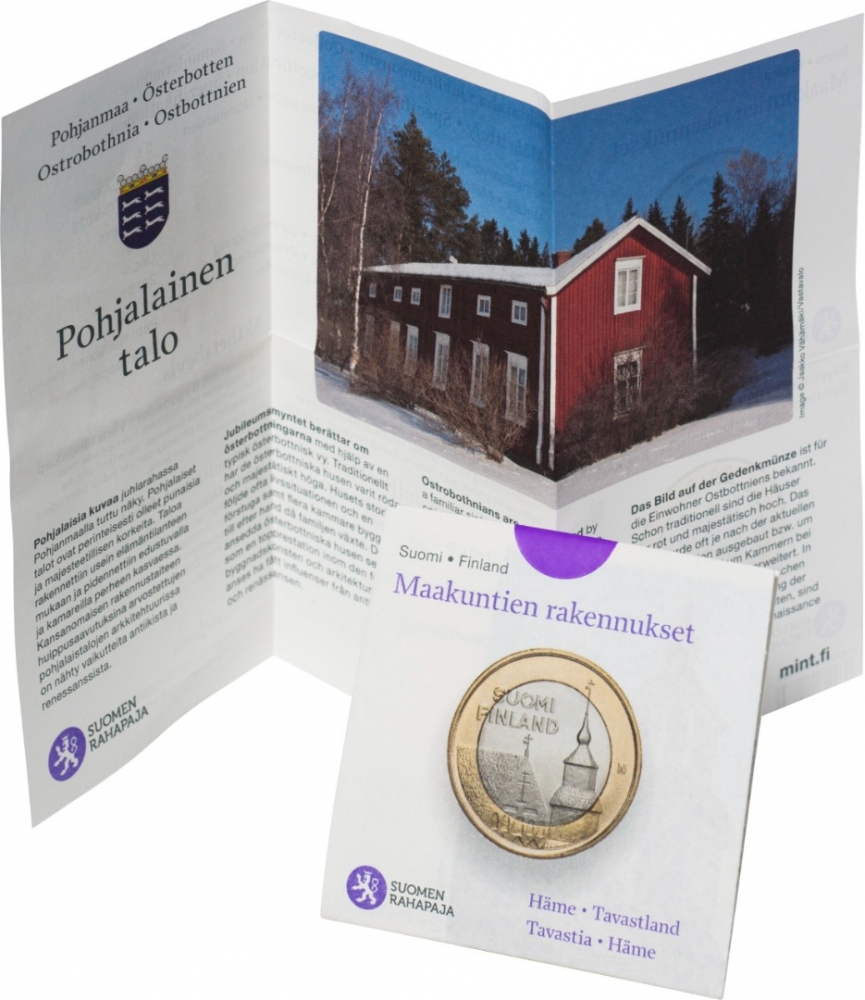 5 Euro 2013, KM# 197, Finland, Republic, Provincial Buildings, Tavastia - Church of Saint Lawrence, Fold-out packaging