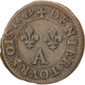 1 Denier Tournois 1648-1649, KM# 167, France, Kingdom, Louis XIV the Sun King