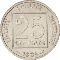 25 Centimes 1903-1904, KM# 855, France