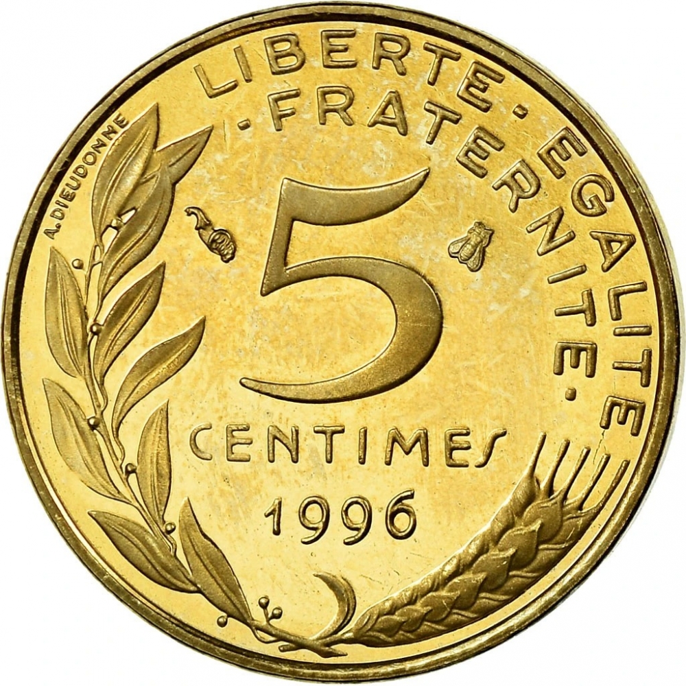 5 Centimes 1966-2001, KM# 933, France