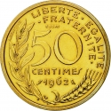 50 Centimes 1962-1964, KM# 939, France