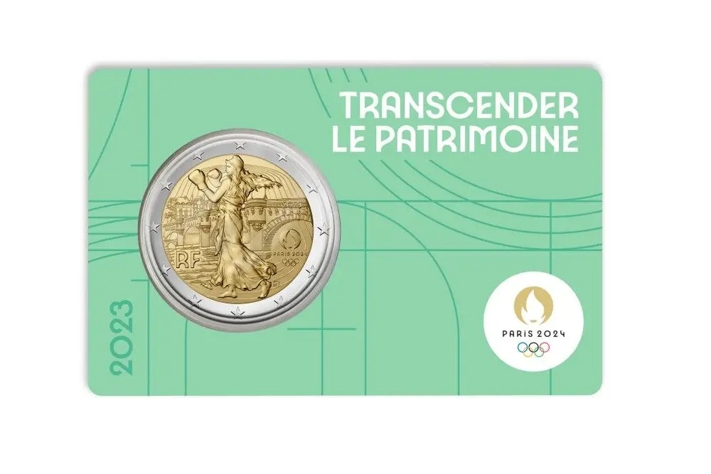 2 Euro 2023, France, Paris 2024 Summer Olympics, Sower, Green coincard (BU)
