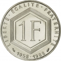1 Franc 1988, KM# 963, France, 30th Anniversary of the Fifth Republic, Charles de Gaulle