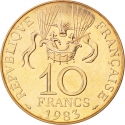 10 Francs 1983, KM# 952, France, 200th Anniversary of the Montgolfier Balloon