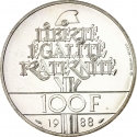 100 Francs 1988, KM# 966, France, Fraternity