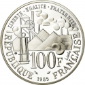 100 Francs 1985, KM# 957, France, 100th Anniversary of Emile Zola's novel 