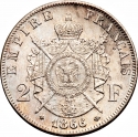 2 Francs 1866-1870, KM# 807, France, Napoleon III