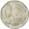2 Francs 1995, KM# 1119, France, 100th Anniversary of Death of Louis Pasteur