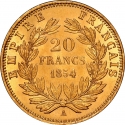 20 Francs 1853-1860, KM# 781, France, Napoleon III